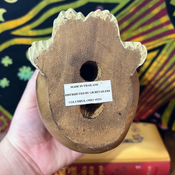 Made in Thailand Folk Art Style Wooden 8 1/2” Cat Feline Figurine - Picture 6 of 6